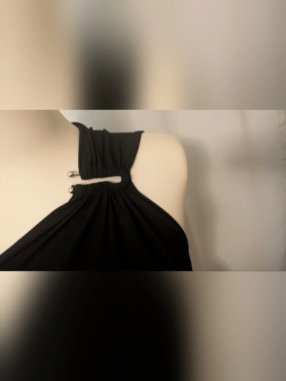 Michael Kors One-Shoulder Black Ruched Gown with Shoulder Hardware